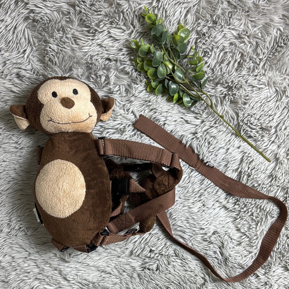 Eddie Bauer Animal Harness Buddy Brown Stuffed Monkey Toy/backpack